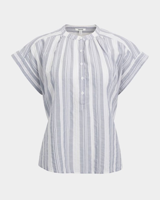 Raegan Striped Linen-Blend Blous